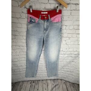 CALVIN KLEIN Women’s Straight High Rise Jeans Red & Pink Waist Actual 27x29